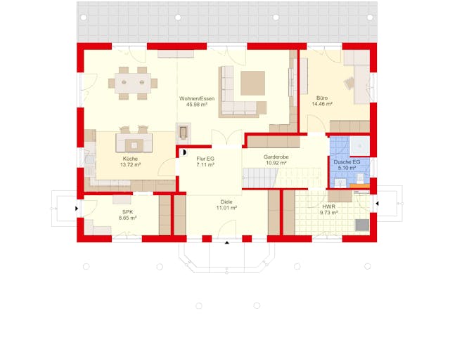 Massivhaus Stadtvilla Klassisch 277 m²  mit LIAPLAN gebaut von Mein Haus Bausysteme, Stadtvilla Grundriss 1