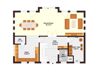 Fertighaus Family 172 von Zimmermann Haus Schlüsselfertig ab 309600€, Satteldach-Klassiker Grundriss 1