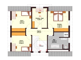 Fertighaus Family 172 von Zimmermann Haus Schlüsselfertig ab 309600€, Satteldach-Klassiker Grundriss 2