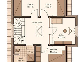 Fertighaus Fame 68 von SCHWABENHAUS Schlüsselfertig ab 295940€, Satteldach-Klassiker Grundriss 2