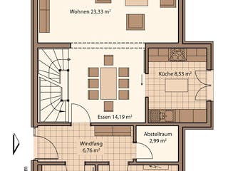 Fertighaus Fame 68 von SCHWABENHAUS Schlüsselfertig ab 295940€, Satteldach-Klassiker Grundriss 1