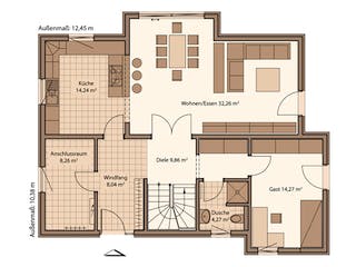 Fertighaus Fame 92 von SCHWABENHAUS Schlüsselfertig ab 342505€, Satteldach-Klassiker Grundriss 1