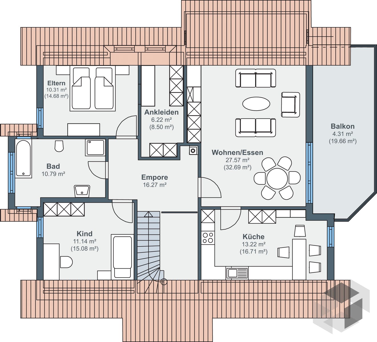 Zweifamilienhaus Ausstellungshaus RheinauLinx Familia von erHaus