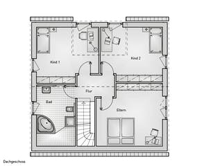 Massivhaus Family 10.203 von hebelHAUS Schlüsselfertig ab 290000€, Satteldach-Klassiker Grundriss 2