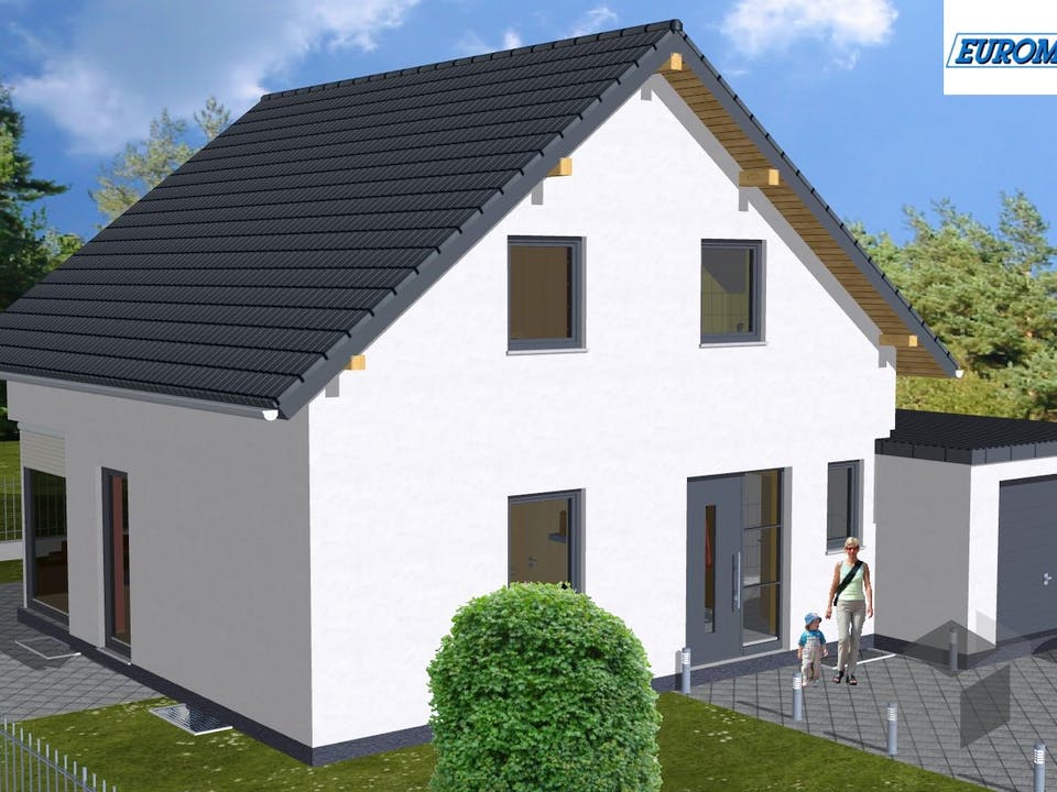 Massivhaus Family 110 SD von EUROMAC 2 Bausatzhaus ab 32119€, Satteldach-Klassiker Außenansicht 1