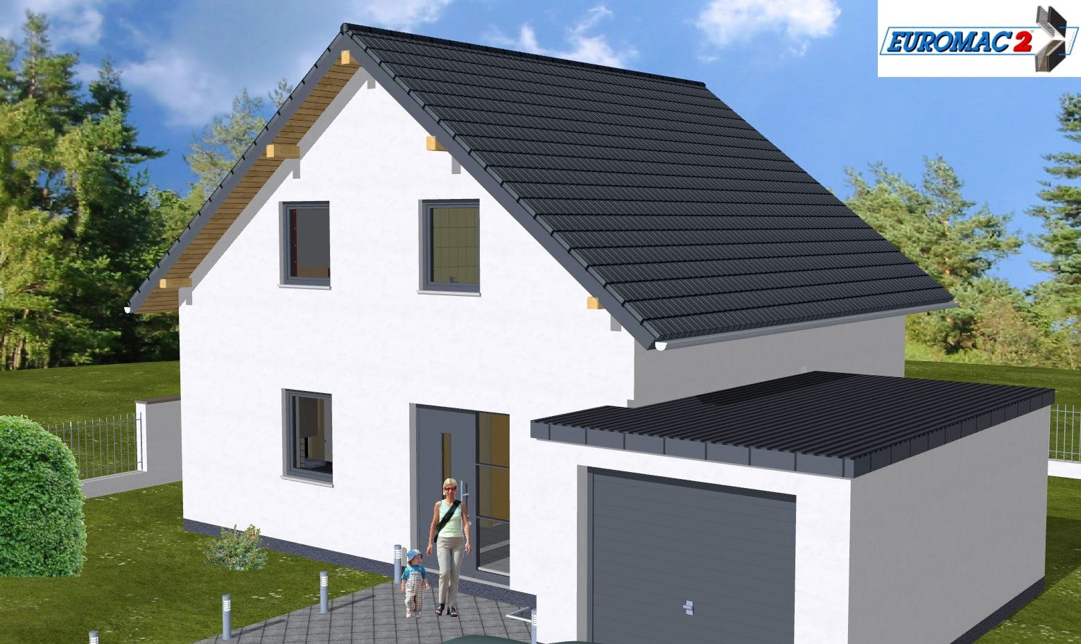 Massivhaus Family 110 SD von EUROMAC 2 S.A.S. Bausatzhaus ab 32119€, Satteldach-Klassiker Außenansicht 2