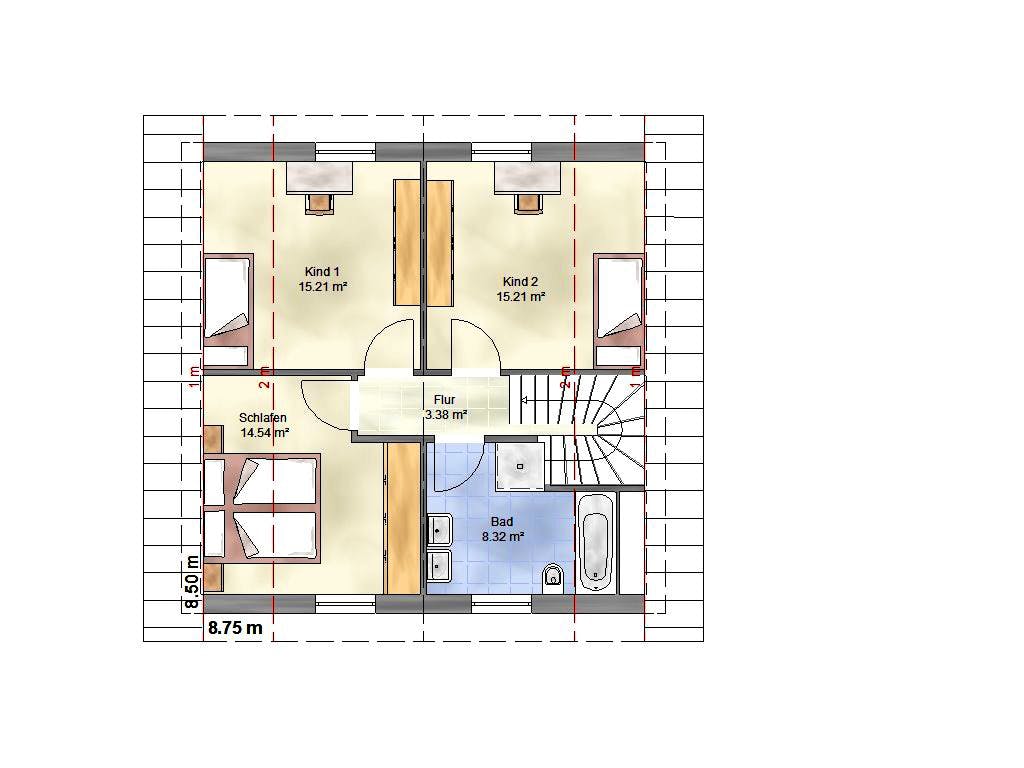 Massivhaus Family 110 SD von EUROMAC 2 S.A.S. Bausatzhaus ab 32119€, Satteldach-Klassiker Grundriss 1