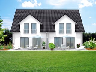 Massivhaus Family 110 von F.C. Nüdling Fertigteiltechnik Schlüsselfertig ab 209000€, Satteldach-Klassiker Außenansicht 1