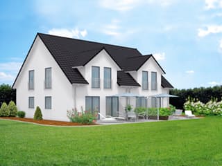 Massivhaus Family 110 von F.C. Nüdling Fertigteiltechnik Schlüsselfertig ab 209000€, Satteldach-Klassiker Außenansicht 2