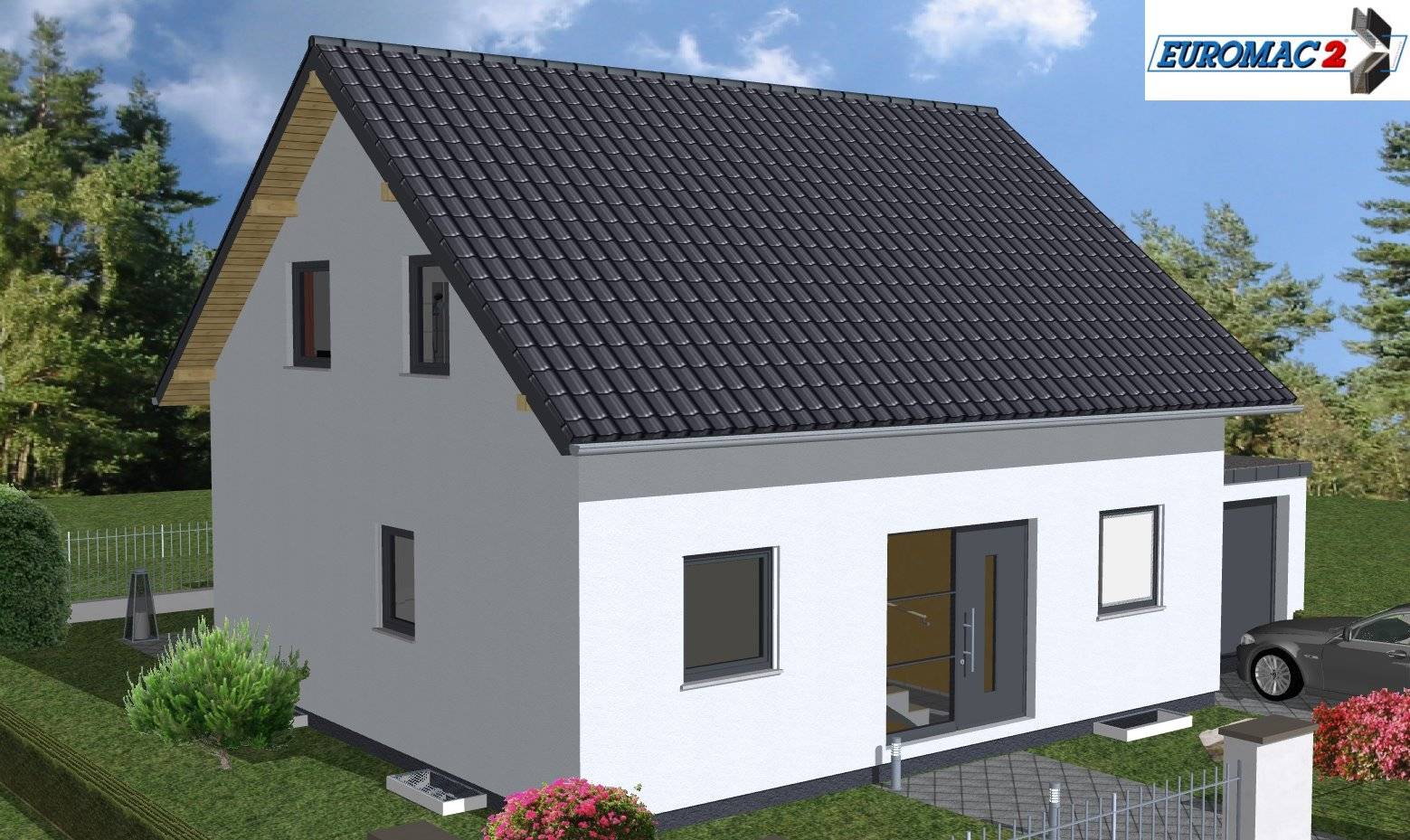 Massivhaus Family 125 SD von EUROMAC 2 S.A.S. Bausatzhaus ab 39788€, Satteldach-Klassiker Außenansicht 1