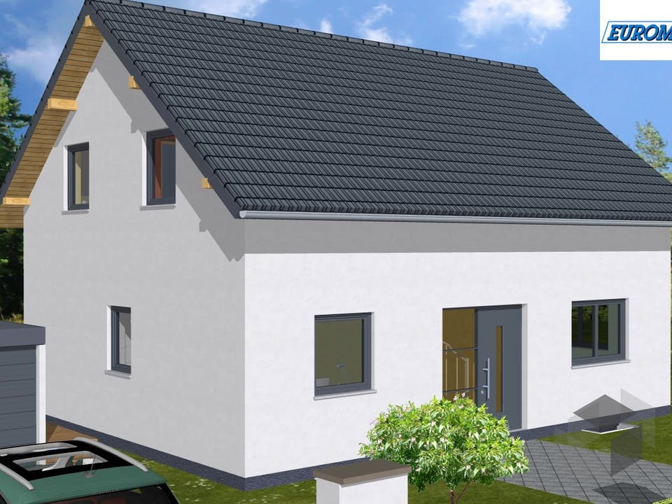 Massivhaus Family 135 WG von EUROMAC 2 Bausatzhaus ab 35454€, Satteldach-Klassiker Außenansicht 1