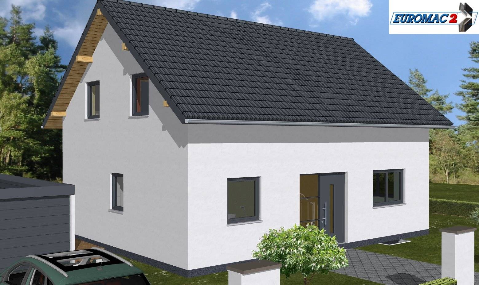 Massivhaus Family 135 WG von EUROMAC 2 S.A.S. Bausatzhaus ab 35454€, Satteldach-Klassiker Außenansicht 1