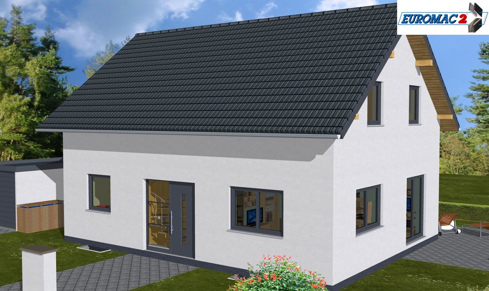 Massivhaus Family 135 WG von EUROMAC 2 S.A.S. Bausatzhaus ab 35454€, Satteldach-Klassiker Außenansicht 2