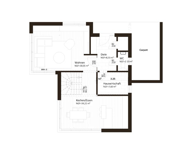 Fertighaus Family 149 von Die HausManufaktur Schlüsselfertig ab 247200€, Cubushaus Grundriss 2