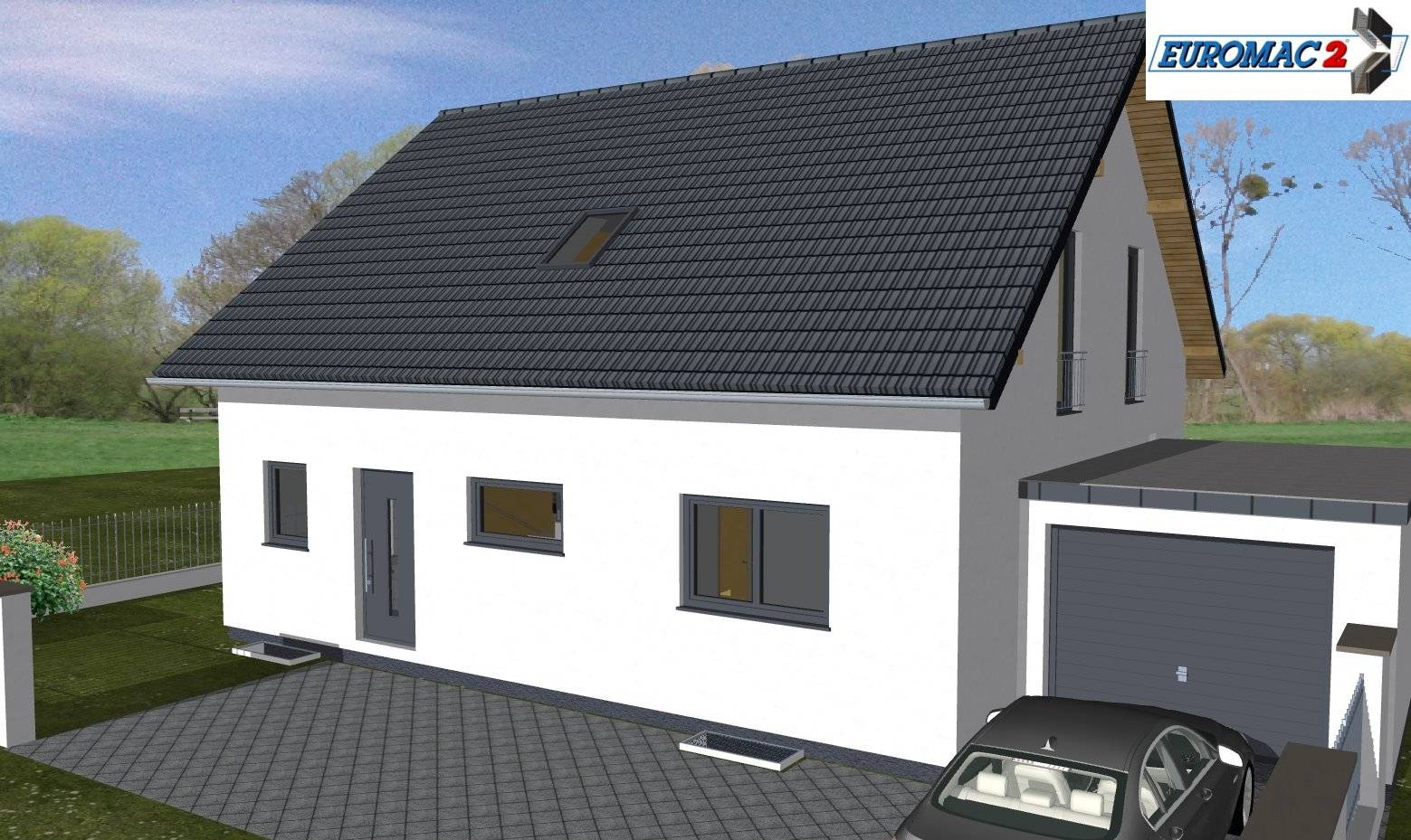 Massivhaus Family 160 SG von EUROMAC 2 S.A.S. Bausatzhaus ab 42704€, Satteldach-Klassiker Außenansicht 1