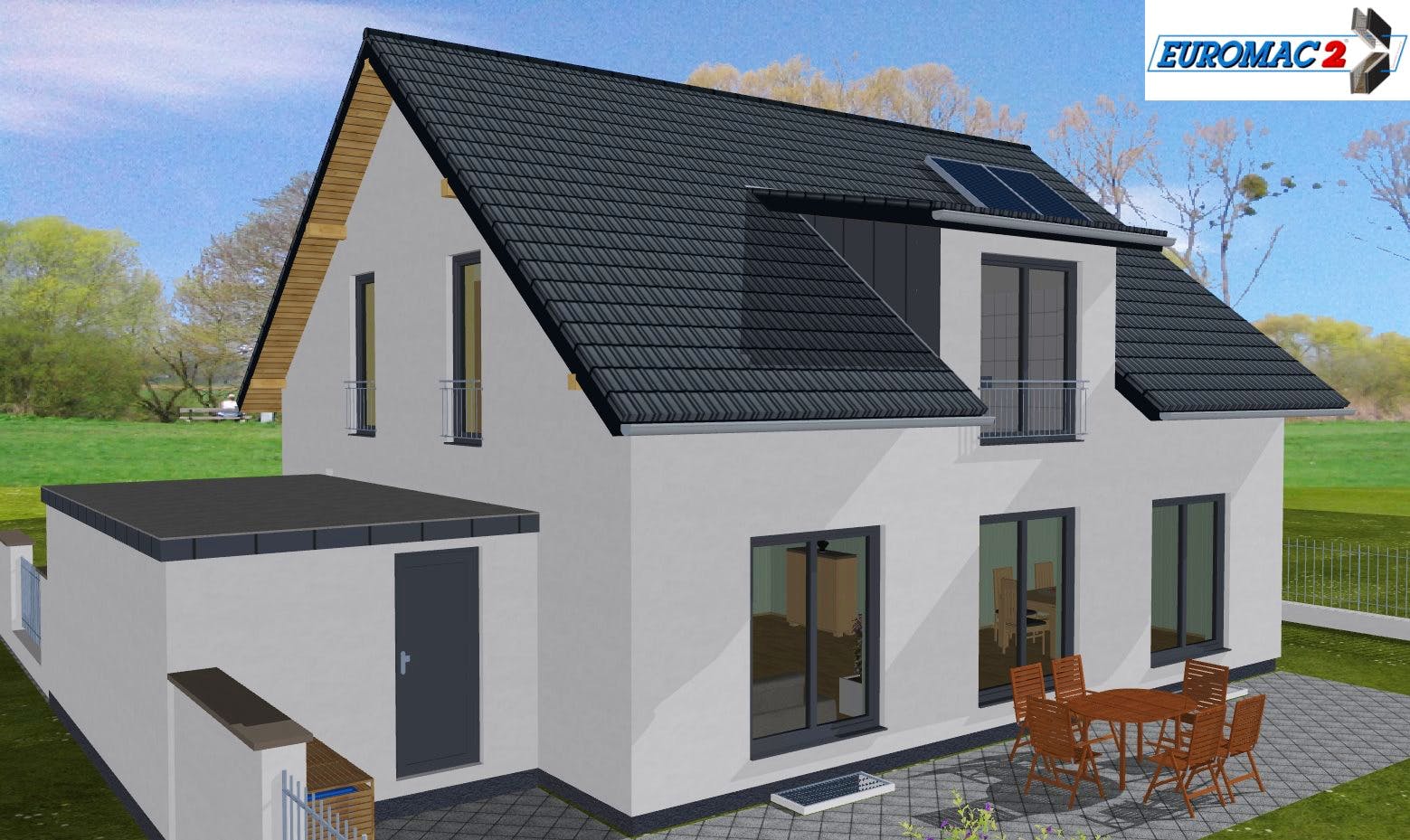Massivhaus Family 160 SG von EUROMAC 2 S.A.S. Bausatzhaus ab 42704€, Satteldach-Klassiker Außenansicht 2