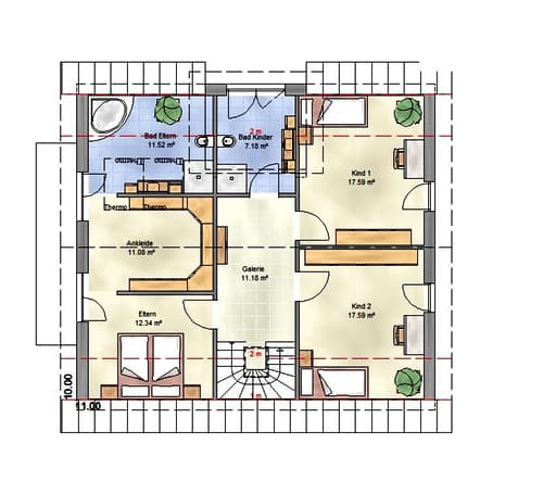 Massivhaus Family 160 SG von EUROMAC 2 Bausatzhaus ab 42704€, Satteldach-Klassiker Grundriss 1