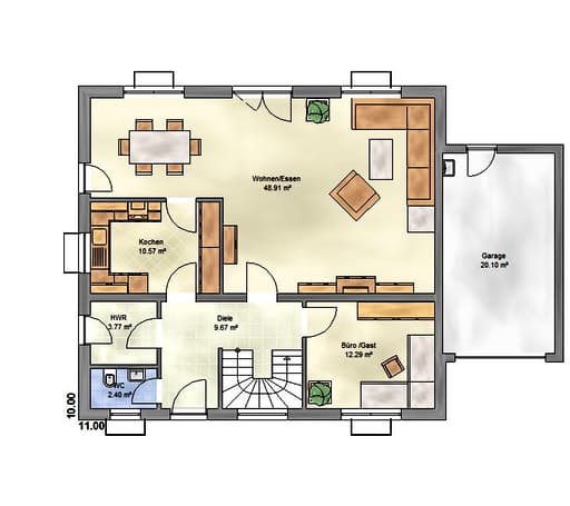 Massivhaus Family 160 SG von EUROMAC 2 Bausatzhaus ab 42704€, Satteldach-Klassiker Grundriss 2