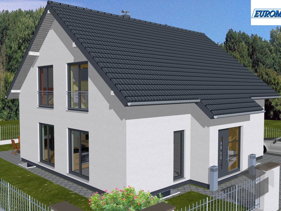 Massivhaus Family 200 SG von EUROMAC 2 Bausatzhaus ab 44506€, Satteldach-Klassiker Außenansicht 1