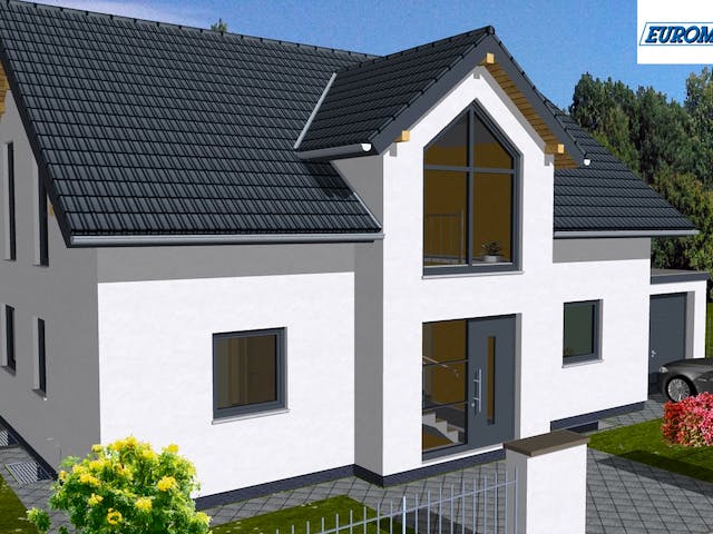 Massivhaus Family 200 ZG von EUROMAC 2 S.A.S. Bausatzhaus ab 51900€, Satteldach-Klassiker Außenansicht 1