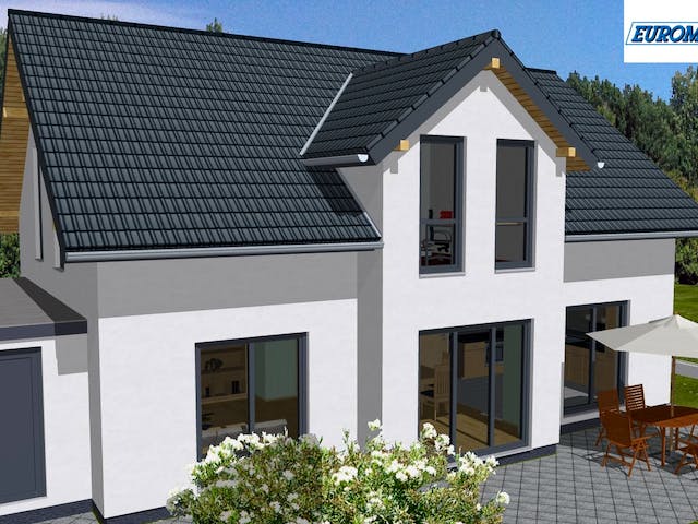 Massivhaus Family 200 ZG von EUROMAC 2 S.A.S. Bausatzhaus ab 51900€, Satteldach-Klassiker Außenansicht 3