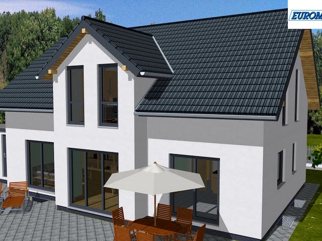 Massivhaus Family 200 ZG von EUROMAC 2 S.A.S. Bausatzhaus ab 51900€, Satteldach-Klassiker Außenansicht 4