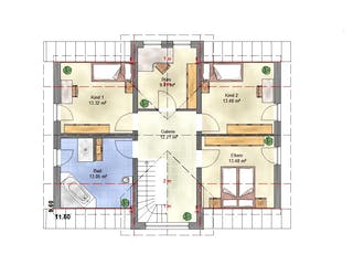 Massivhaus Family 200 ZG von EUROMAC 2 S.A.S. Bausatzhaus ab 51900€, Satteldach-Klassiker Grundriss 1