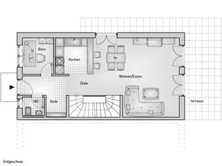 Massivhaus Family 30.3 von hebelHAUS Schlüsselfertig ab 240000€, Satteldach-Klassiker Grundriss 1