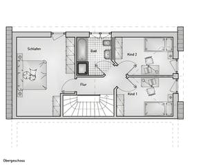 Massivhaus Family 30.3 von hebelHAUS Schlüsselfertig ab 240000€, Satteldach-Klassiker Grundriss 2