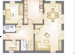 Massivhaus Family Charme 143 von F.C. Nüdling Fertigteiltechnik Schlüsselfertig ab 264550€, Satteldach-Klassiker Grundriss 1