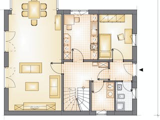 Massivhaus Family Dream 139 von F.C. Nüdling Fertigteiltechnik Schlüsselfertig ab 291950€, Satteldach-Klassiker Grundriss 2
