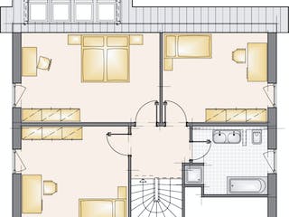 Massivhaus Family Dream 139 von F.C. Nüdling Fertigteiltechnik Schlüsselfertig ab 291950€, Satteldach-Klassiker Grundriss 1