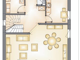 Massivhaus Family Kompakt 118 von F.C. Nüdling Fertigteiltechnik Schlüsselfertig ab 232050€, Satteldach-Klassiker Grundriss 1