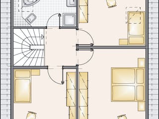 Massivhaus Family Kompakt 118 von F.C. Nüdling Fertigteiltechnik Schlüsselfertig ab 232050€, Satteldach-Klassiker Grundriss 2