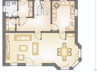 Massivhaus Family Smart 132 von F.C. Nüdling Fertigteiltechnik Schlüsselfertig ab 291950€, Satteldach-Klassiker Grundriss 1