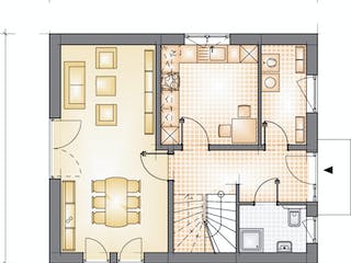 Massivhaus Family Start 90 von F.C. Nüdling Fertigteiltechnik Schlüsselfertig ab 181350€, Satteldach-Klassiker Grundriss 1