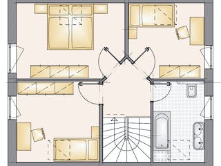 Massivhaus Family Start 90 von F.C. Nüdling Fertigteiltechnik Schlüsselfertig ab 181350€, Satteldach-Klassiker Grundriss 2