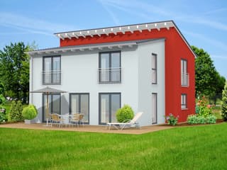 Massivhaus Family Style 157 von F.C. Nüdling Fertigteiltechnik Schlüsselfertig ab 306150€, Pultdachhaus Außenansicht 1