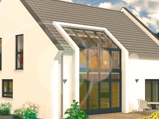 Massivhaus Family 10.124 von hebelHAUS Schlüsselfertig ab 325000€, Satteldach-Klassiker Außenansicht 1