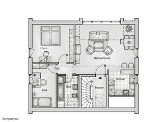 Massivhaus Family 10.124 von hebelHAUS Schlüsselfertig ab 325000€, Satteldach-Klassiker Grundriss 2