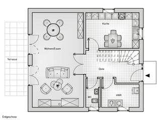 Massivhaus Family 10.30 von hebelHAUS Schlüsselfertig ab 275000€, Satteldach-Klassiker Grundriss 1