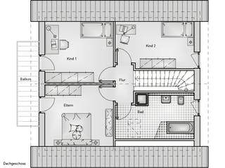 Massivhaus Family 10.30 von hebelHAUS Schlüsselfertig ab 275000€, Satteldach-Klassiker Grundriss 2