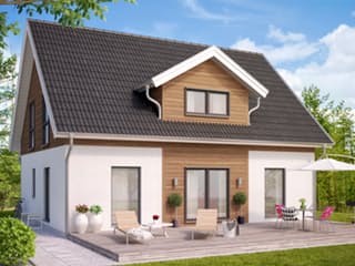 Fertighaus Family 142 von Zimmermann Haus Schlüsselfertig ab 265800€, Satteldach-Klassiker Außenansicht 1