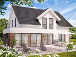 Fertighaus Family 160 von Zimmermann Haus Schlüsselfertig ab 286580€, Satteldach-Klassiker Außenansicht 1