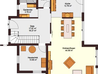 Fertighaus Family 160 von Zimmermann Haus Schlüsselfertig ab 286580€, Satteldach-Klassiker Grundriss 1