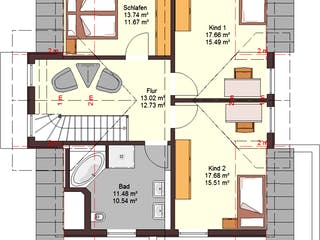Fertighaus Family 160 von Zimmermann Haus Schlüsselfertig ab 286580€, Satteldach-Klassiker Grundriss 2