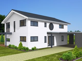 Fertighaus Family 179 von Zimmermann Haus Schlüsselfertig ab 346070€, Satteldach-Klassiker Außenansicht 2