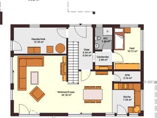 Fertighaus Family 179 von Zimmermann Haus Schlüsselfertig ab 346070€, Satteldach-Klassiker Grundriss 1