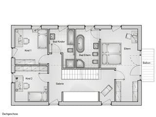 Massivhaus Family 20.12 von hebelHAUS Schlüsselfertig ab 345000€, Satteldach-Klassiker Grundriss 2