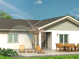 Massivhaus Family 40.12 von hebelHAUS Schlüsselfertig ab 300000€, Bungalow Außenansicht 1